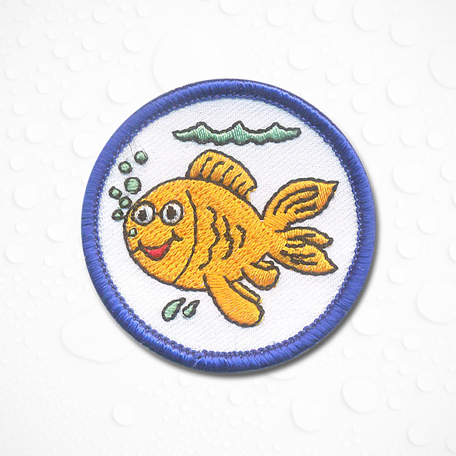 Gesticktes Schwimmabzeichen Goldfisch mit 5 cm Durchmesser