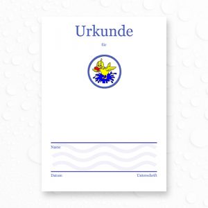 Schwimmurkunde mit Motiv Ente