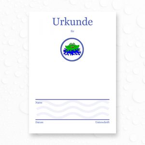 Schwimmurkunde mit Motiv Frosch