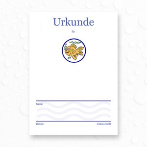 Schwimmurkunde mit Motiv Goldfisch