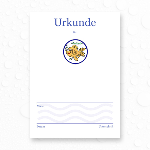 Schwimmurkunde mit Motiv Goldfisch