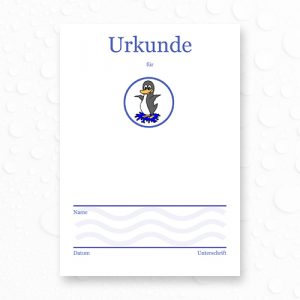 Schwimmurkunde mit Motiv Pinguin