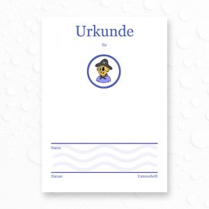 Schwimmurkunde mit Motiv Pirat