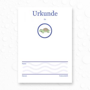 Schwimmurkunde mit Motiv Schildkr&ouml;te