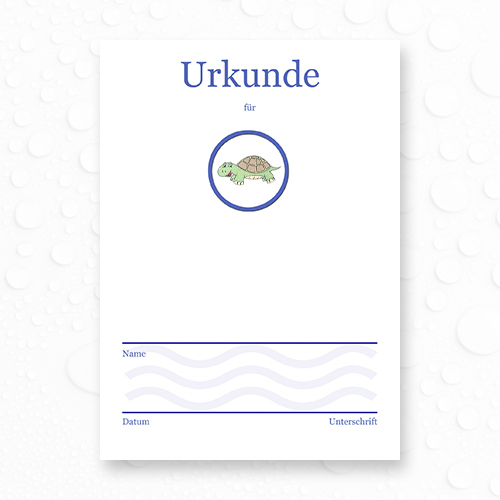 Schwimmurkunde mit Motiv Schildkröte